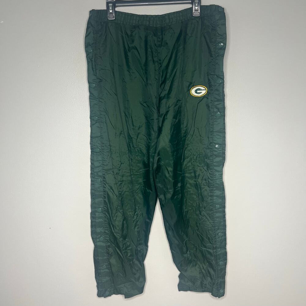 VTG Green Bay Packers Lined Track Windbreaker Pants Nylon 90s‎ Tear-Away Men's M